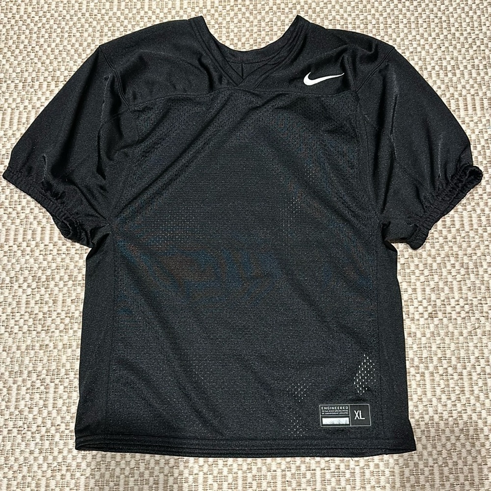 Nike Black Kids Short-Sleeve Athletic Jersey with White Swoosh